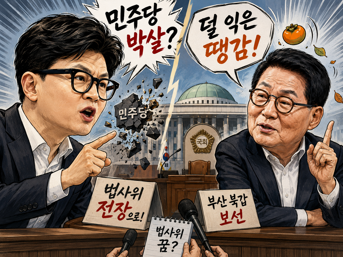 한동훈 “민주당 박살”에 박지원 “땡감 낙선”…부산 북갑, 지역 보선 넘어 보수 재편 전장으로